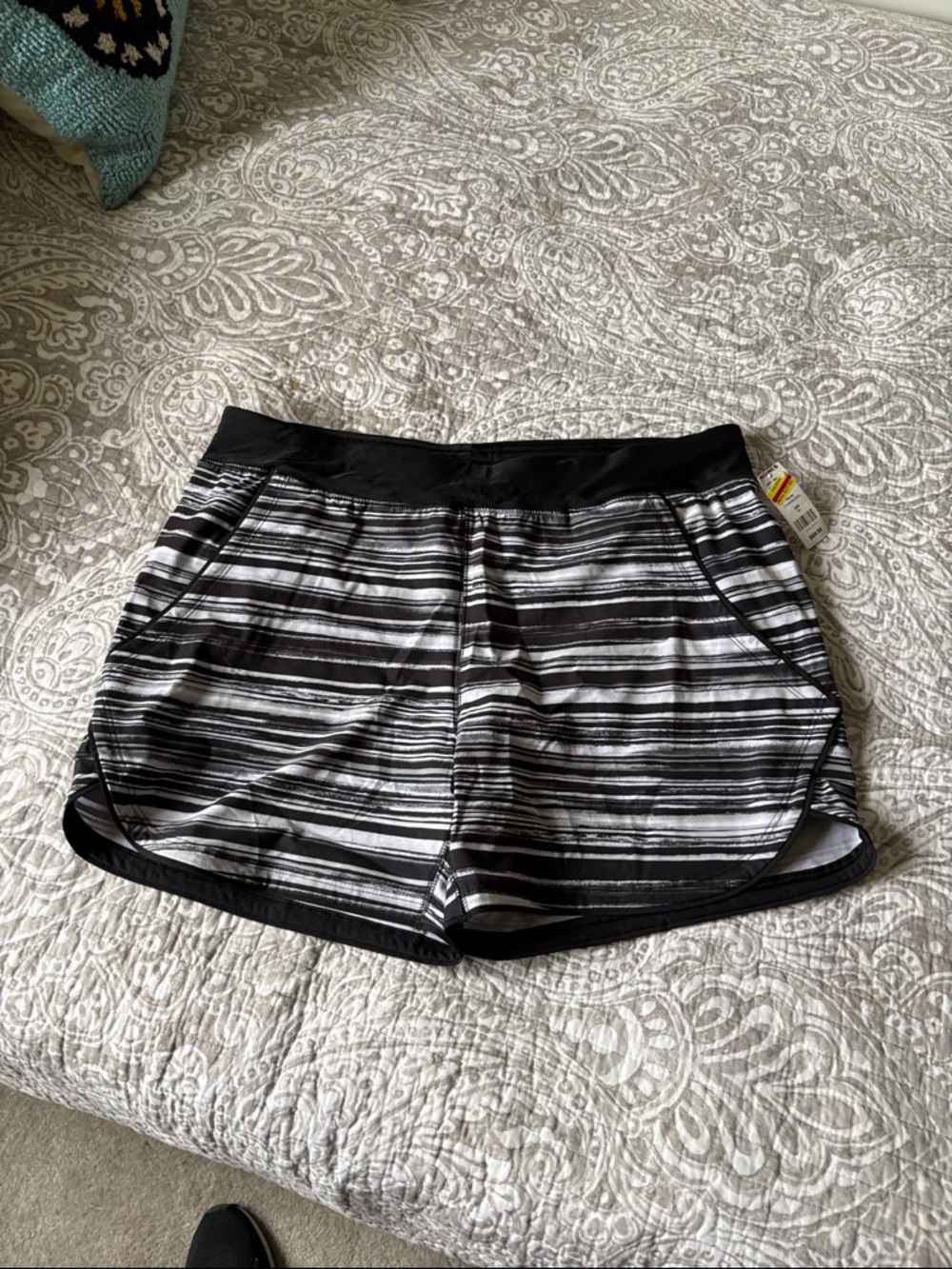 Black & White Striped Women's swim or athletic Shorts
